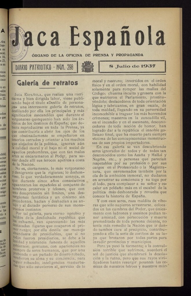 Miniatura de Jaca española : noticiero oficial del 8 de julio de 1937, nº 298
