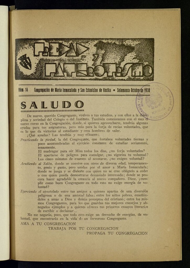 Miniatura de Piedad y patriotismo