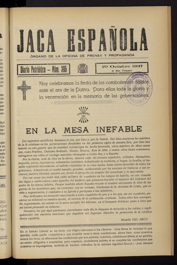 Miniatura de Jaca española : noticiero oficial del 29 de octubre de 1937, nº 395