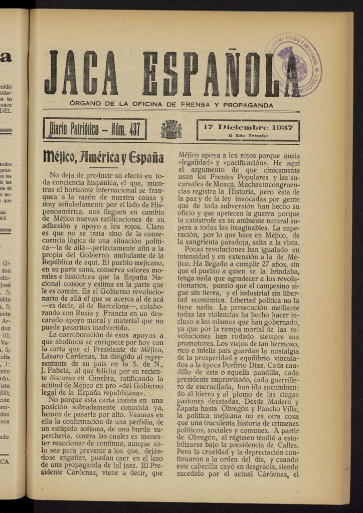 Miniatura de Jaca española : noticiero oficial del 17 de diciembre de 1937, nº 437