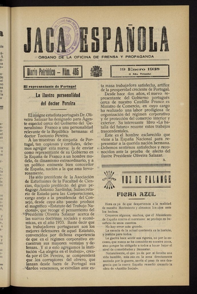 Miniatura de Jaca española : noticiero oficial del 19 de enero de 1938, nº 465