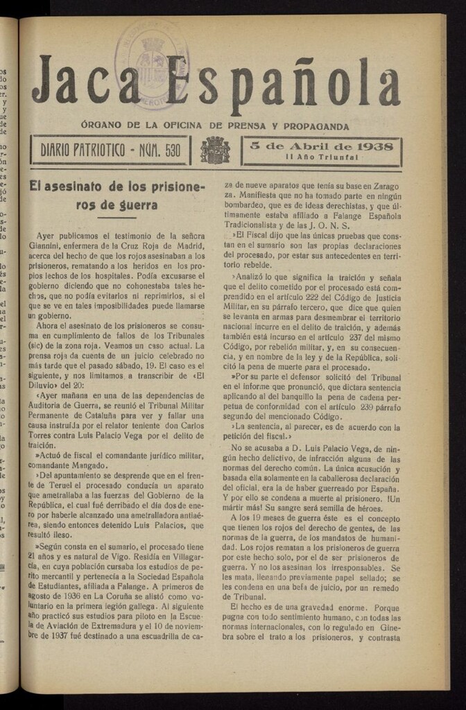 Miniatura de Jaca española : noticiero oficial del 5 de abril de 1938, nº 530