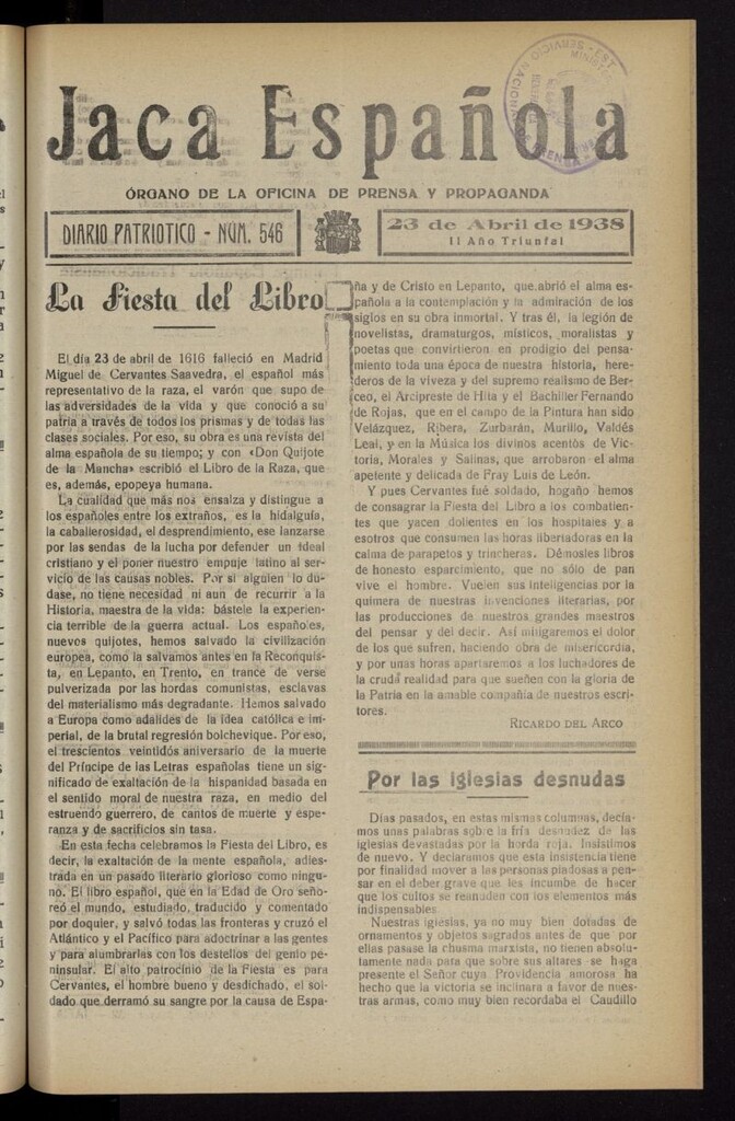 Miniatura de Jaca española : noticiero oficial del 23 de abril de 1938, nº 546