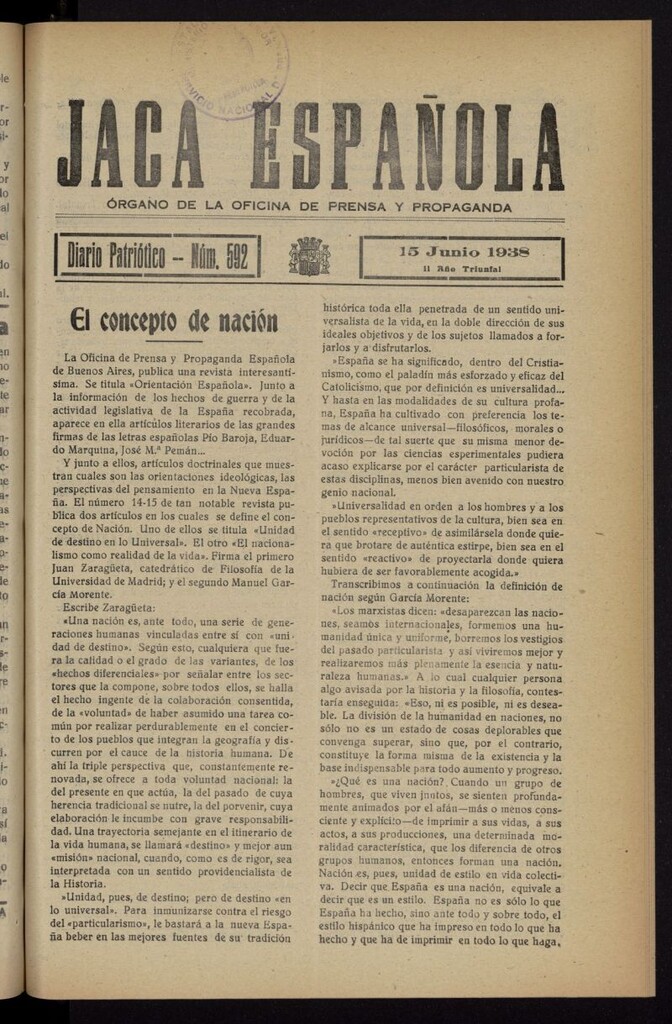 Miniatura de Jaca española : noticiero oficial del 15 de junio de 1938, nº 592