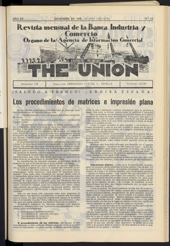Miniatura de IDEAS : revista mensual de la banca, industria y comercio de diciembre de 1938, nº 12