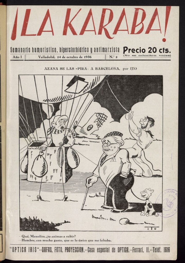 Miniatura de La Karaba : semanario humorístico, hiperclorhídrico y antimarxista del 24 de octubre de 1936, nº 2