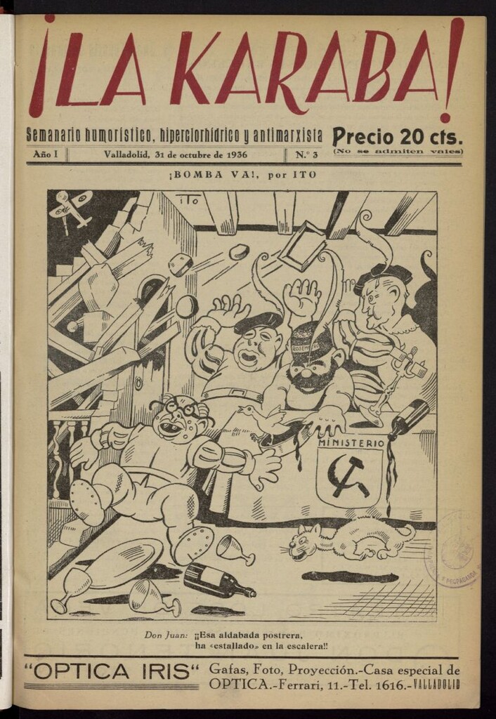 Miniatura de La Karaba : semanario humorístico, hiperclorhídrico y antimarxista del 31 de octubre de 1936, nº 3