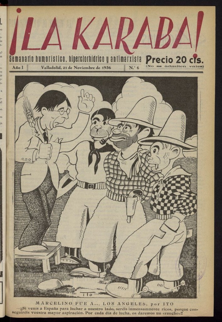 Miniatura de La Karaba : semanario humorístico, hiperclorhídrico y antimarxista del 21 de noviembre de 1936, nº 6