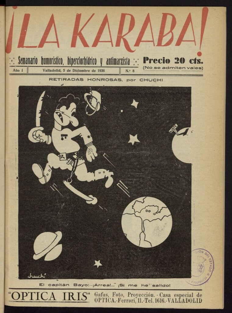 Miniatura de La Karaba : semanario humorístico, hiperclorhídrico y antimarxista del 5 de diciembre de 1936, nº 8