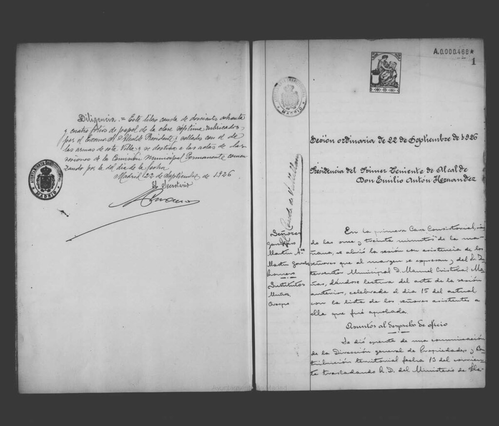Miniatura de Actas de acuerdos del Ayuntamiento. Tomo 639 del año 1926 (22 septiembre a 6 octubre)
