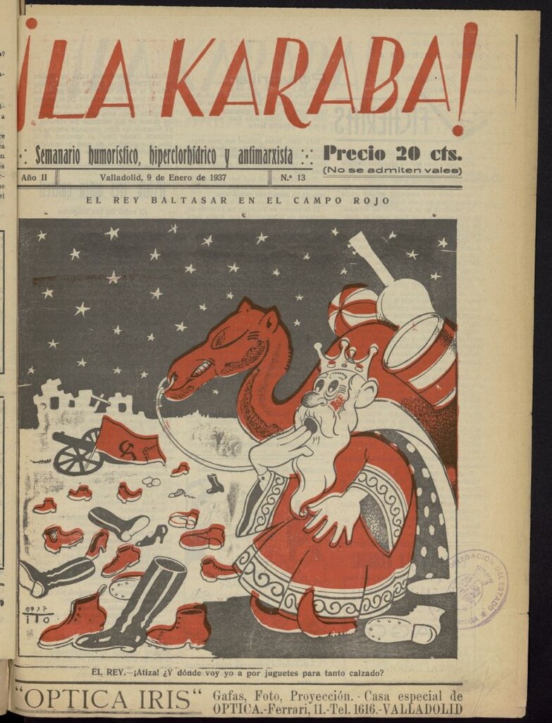 Miniatura de La Karaba : semanario humorístico, hiperclorhídrico y antimarxista del 9 de enero de 1937, nº 13
