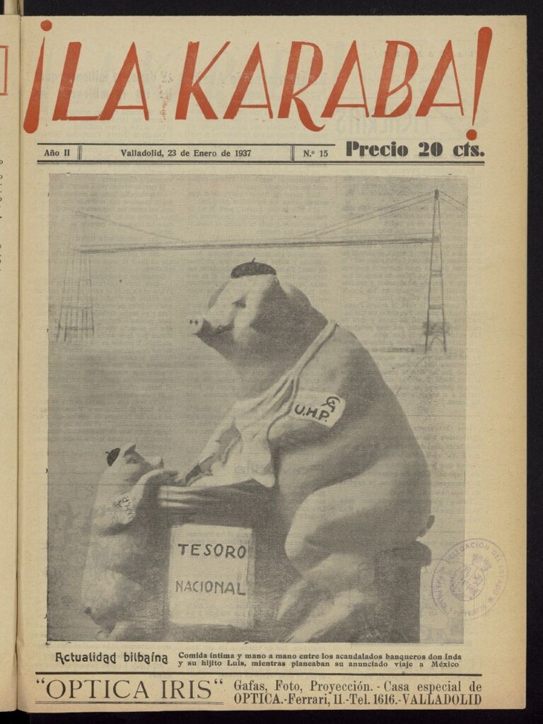 Miniatura de La Karaba : semanario humorístico, hiperclorhídrico y antimarxista del 23 de enero de 1937, nº 15