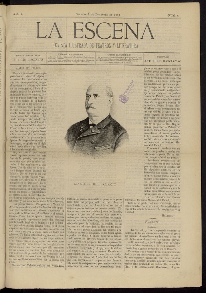 Miniatura de La Escena: revista ilustrada de teatros y literatura del 7 de diciembre de 1883, nº 8
