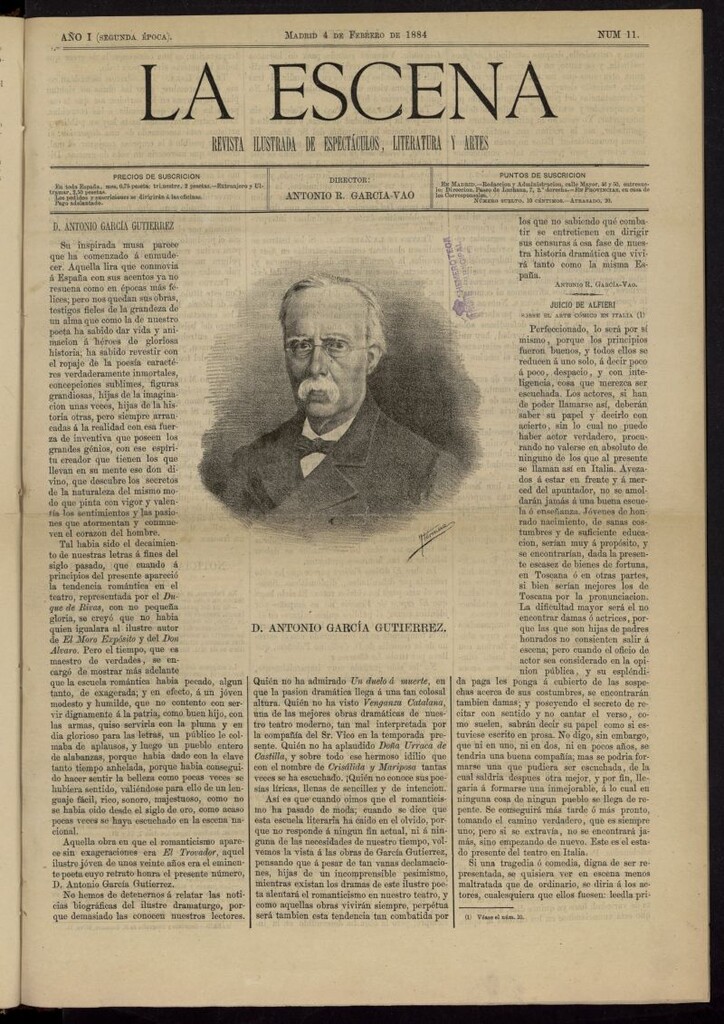 Miniatura de La Escena: revista ilustrada de teatros y literatura del 4 de febrero de 1884, nº 11