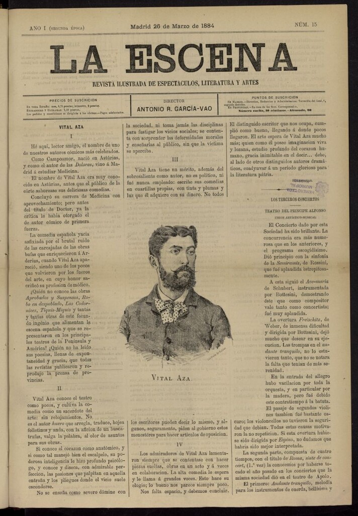 Miniatura de La Escena: revista ilustrada de teatros y literatura del 26 de marzo de 1884, nº 15