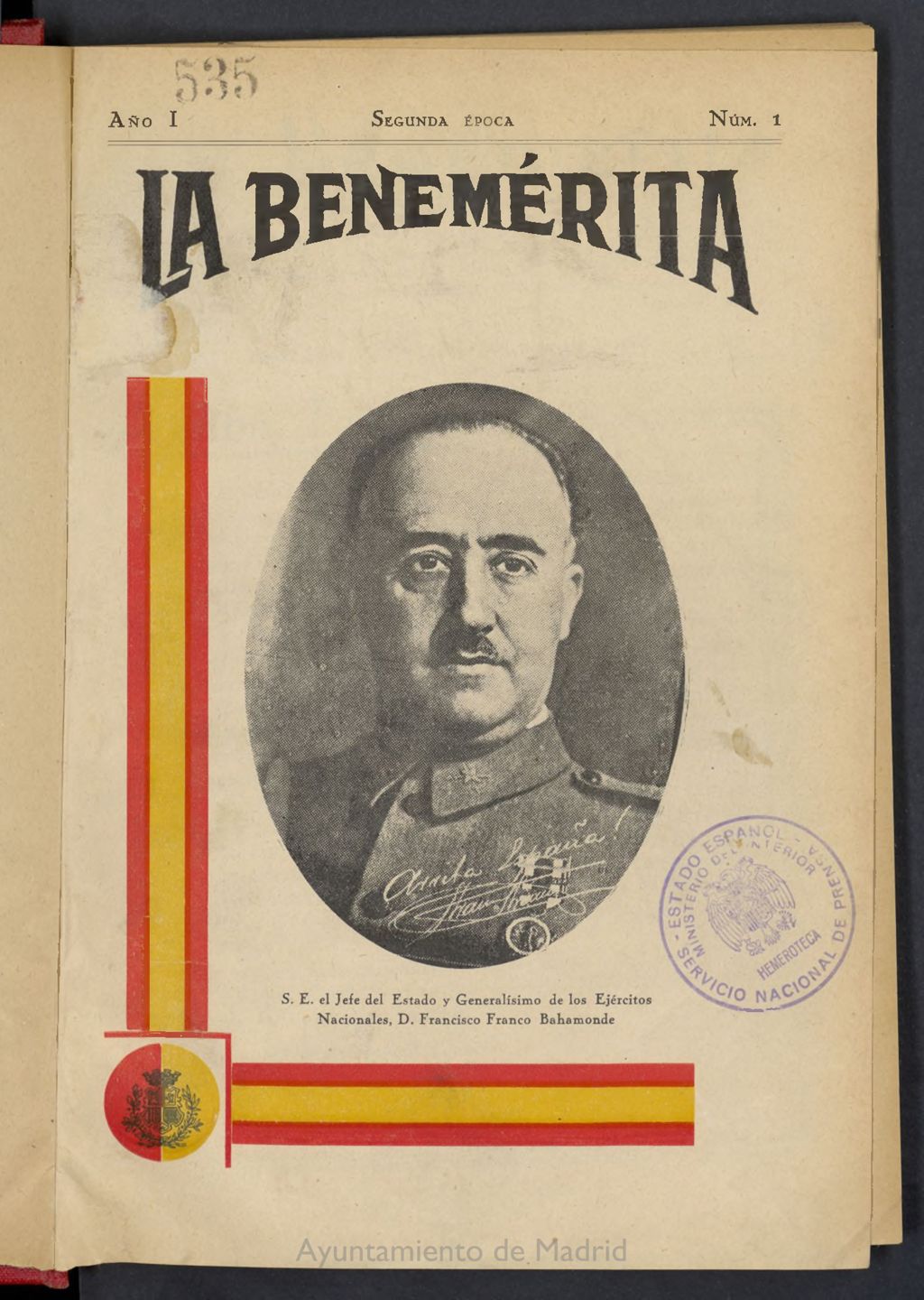 Miniatura de La Benemerita : revista profesional del 15 de enero de 1938, nº 1