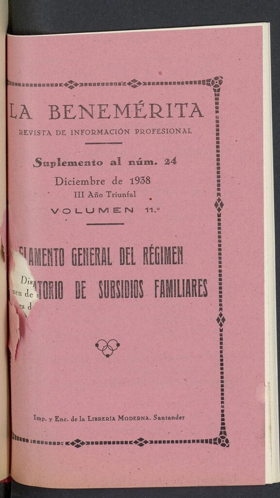 Miniatura de La Benemerita : revista profesional de diciembre de 1938, suplemento al nº 24