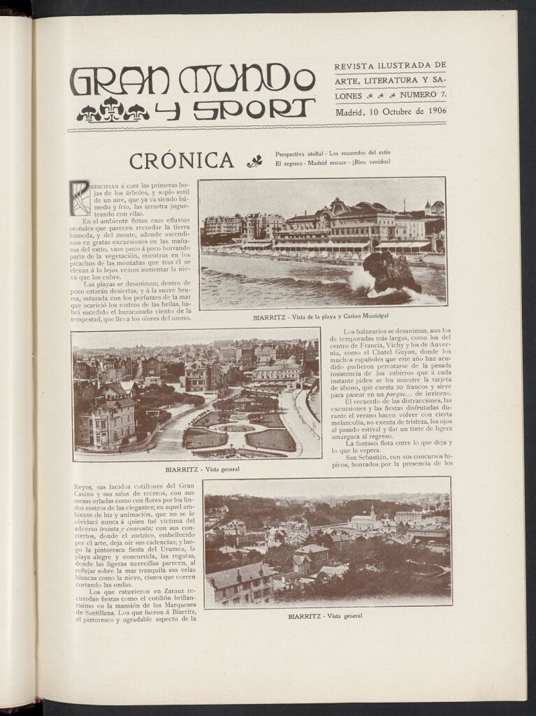 Miniatura de Gran Mundo y Sport : arte, literatura, salones del 10 de octubre de 1906, nº 7