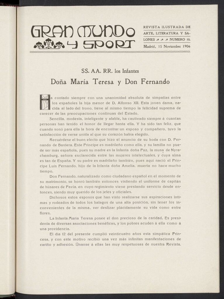 Miniatura de Gran Mundo y Sport : arte, literatura, salones del 15 de noviembre de 1906, nº 10
