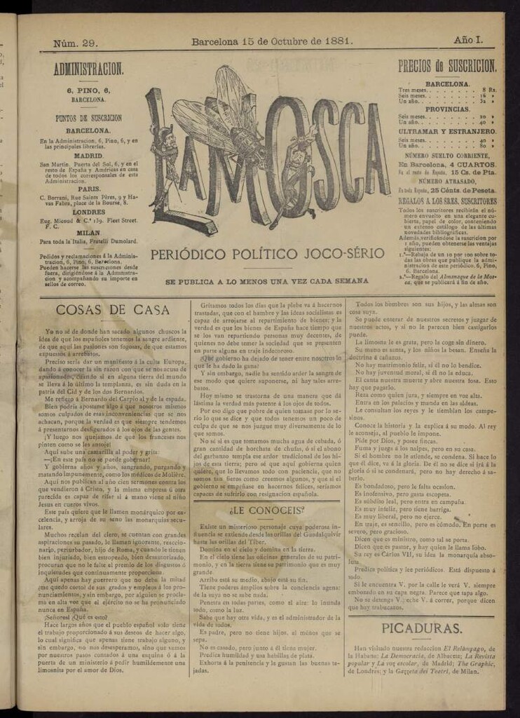Miniatura de La Mosca : periódico joco-serio del 15 de octubre de 1881, nº 29