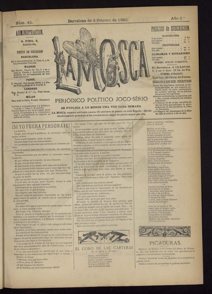 Miniatura de La Mosca : periódico joco-serio del 4 de febrero de 1882, nº 45