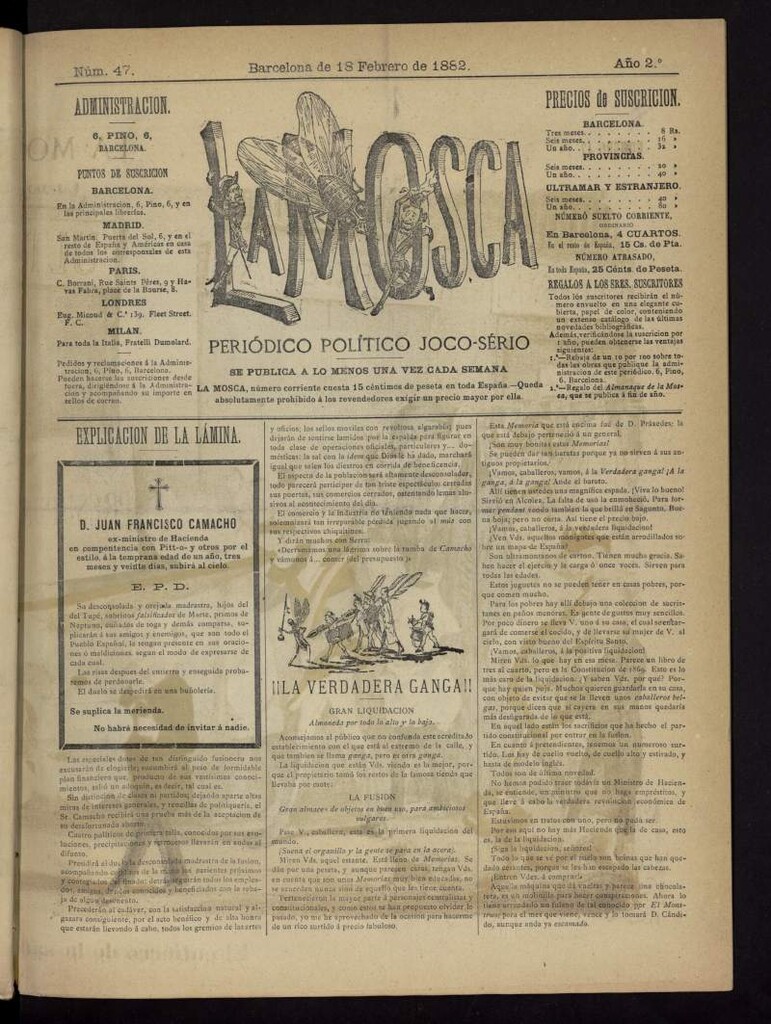 Miniatura de La Mosca : periódico joco-serio del 18 de febrero de 1882, nº 47