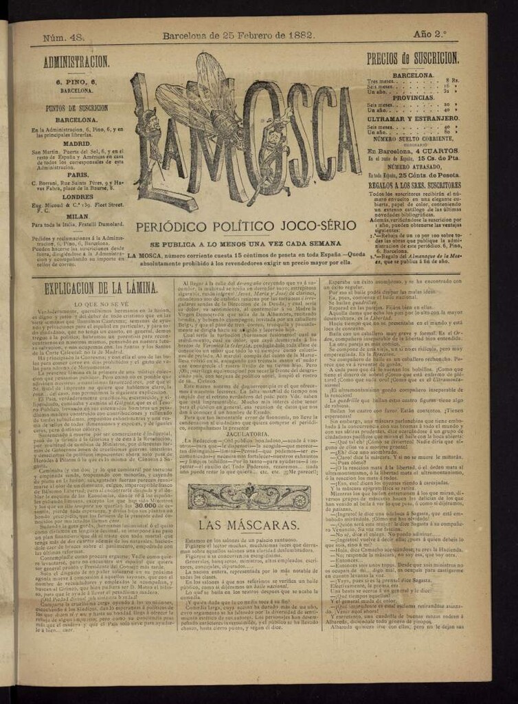 Miniatura de La Mosca : periódico joco-serio del 25 de febrero de 1882, nº 48