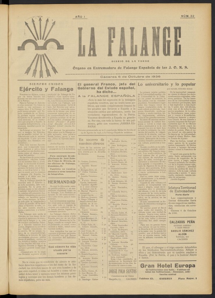 Miniatura de La Falange: Diario de la tarde del 6 de octubre de 1936, nº 32