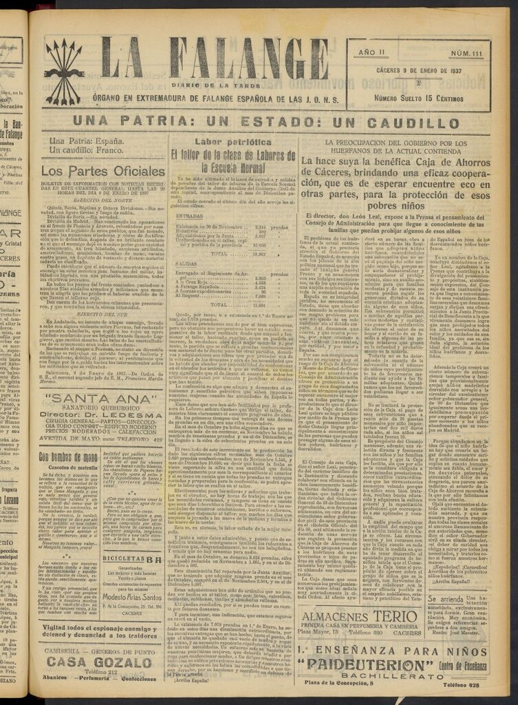Miniatura de La Falange: Diario de la tarde del 9 de enero de 1937, nº 111