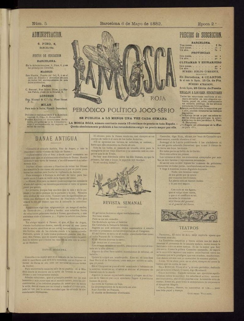Miniatura de La Mosca Roja : periódico político joco-serio del 6 de mayo de 1882, nº 5