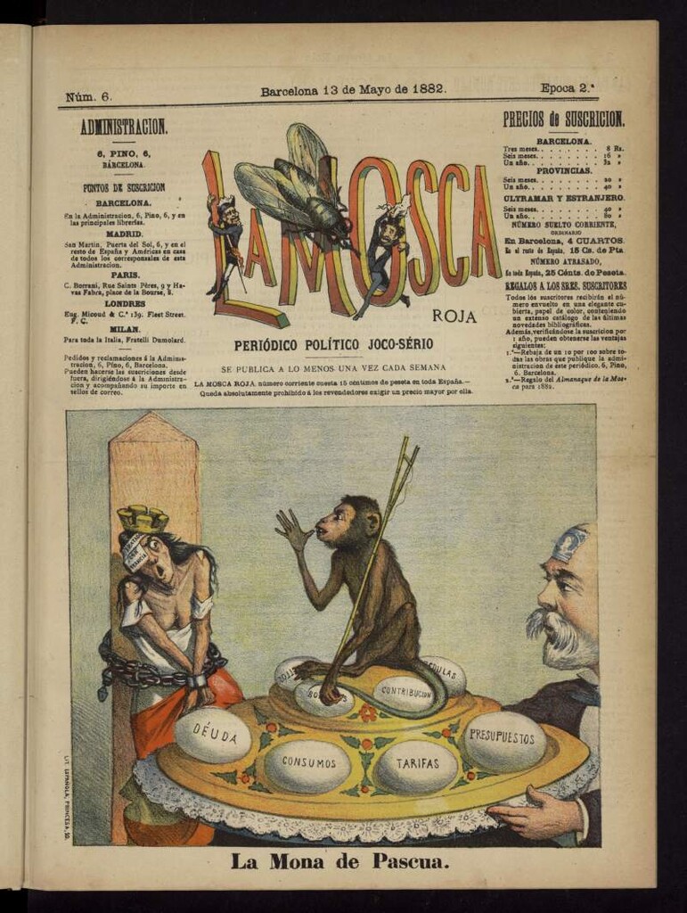 Miniatura de La Mosca Roja : periódico político joco-serio del 13 de mayo de 1882, nº 6