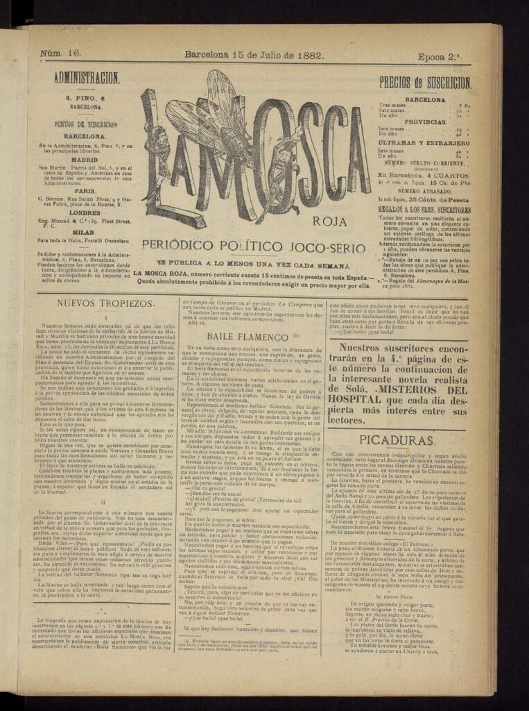 Miniatura de La Mosca Roja : periódico político joco-serio del 15 de julio de 1882, nº 16