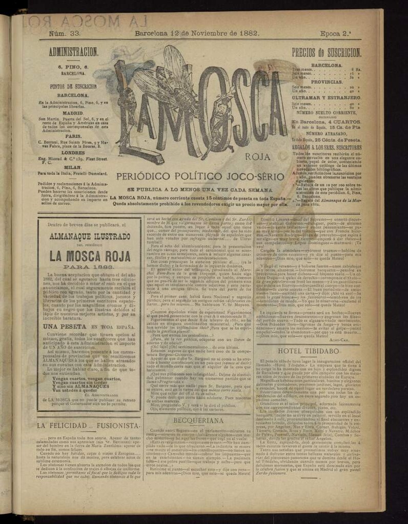 Miniatura de La Mosca Roja : periódico político joco-serio del 12 de noviembre de 1882, nº 33