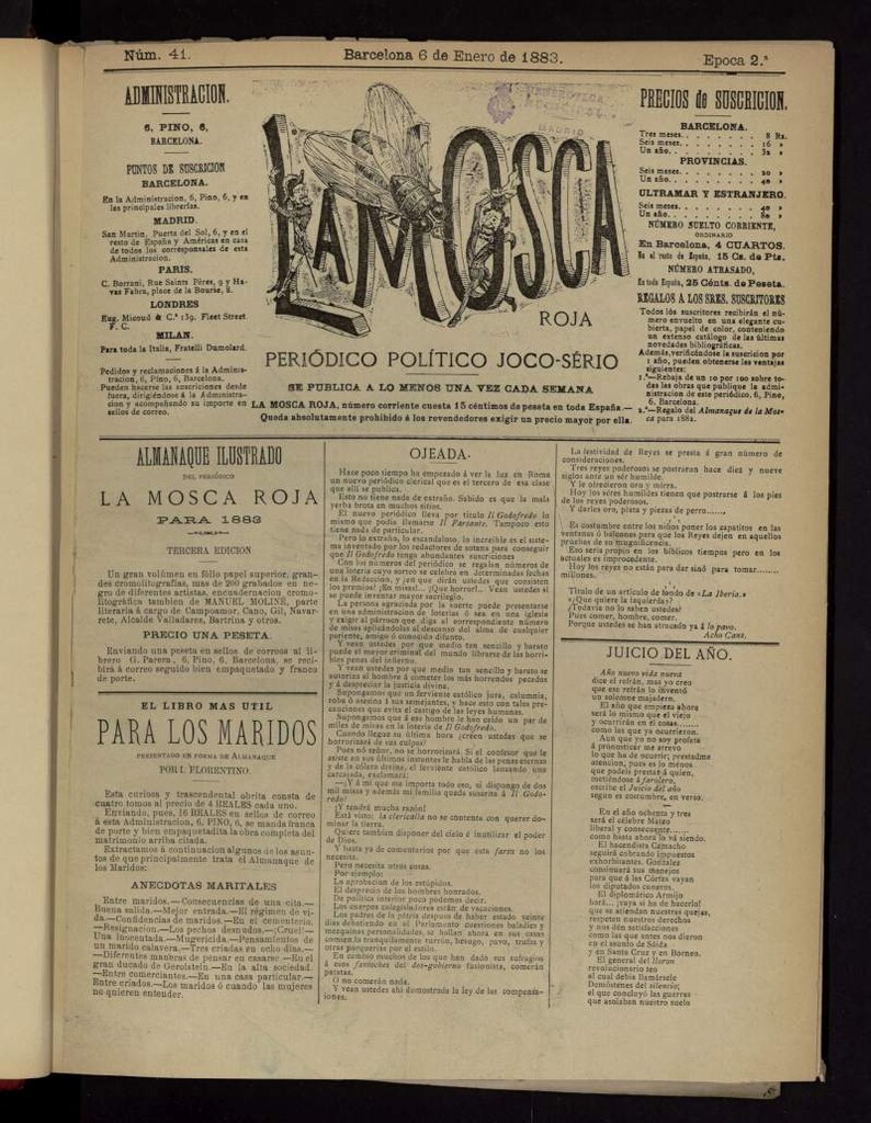 Miniatura de La Mosca Roja del 6 de enero de 1883, nº 41