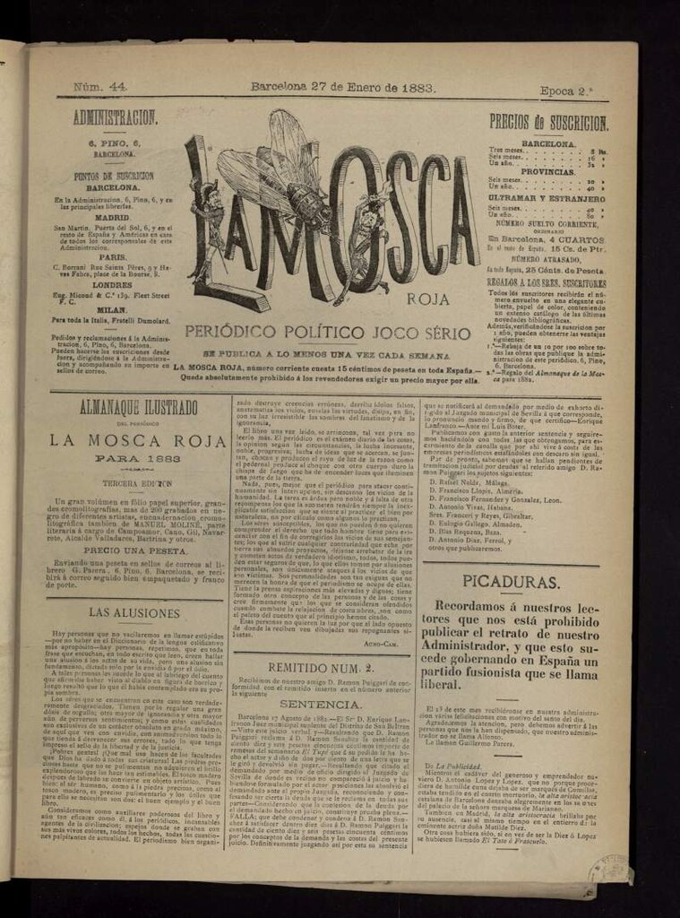 Miniatura de La Mosca Roja del 27 de enero de 1883, nº 44