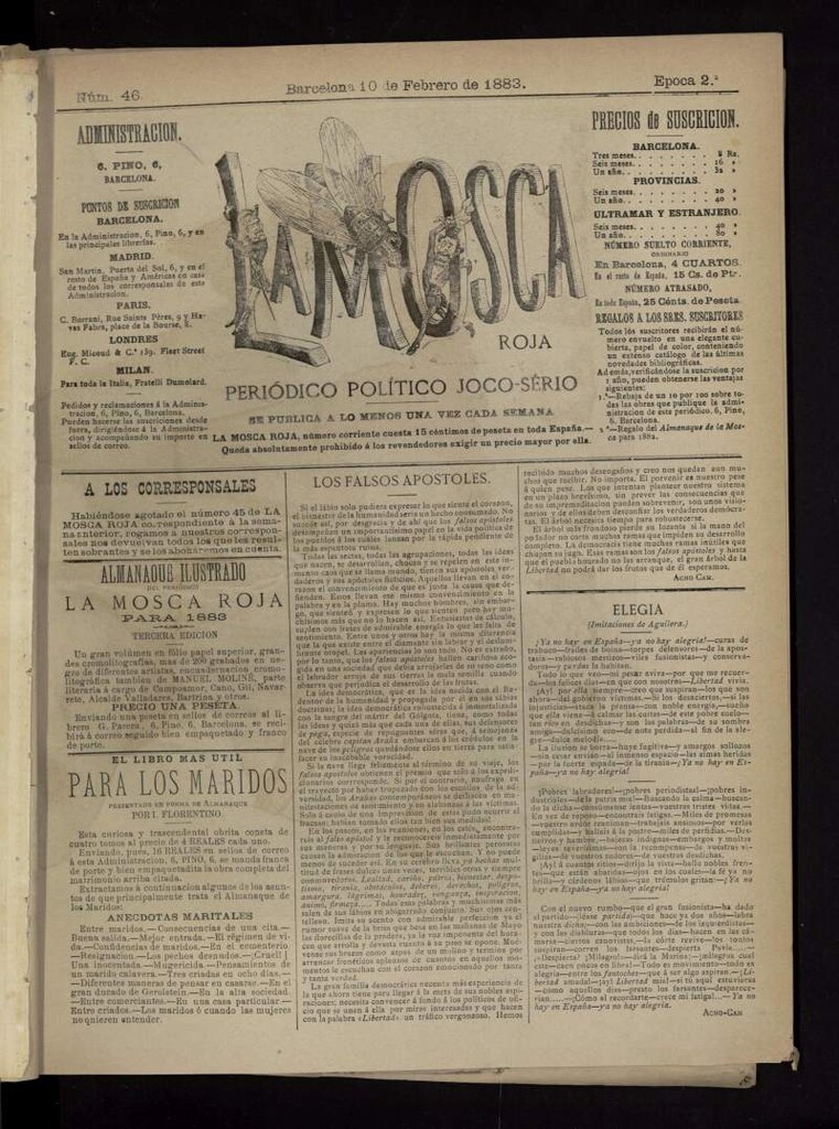 Miniatura de La Mosca Roja del 10 de febrero de 1883, nº 46