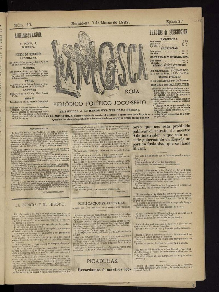 Miniatura de La Mosca Roja del 3 de marzo de 1883, nº 49