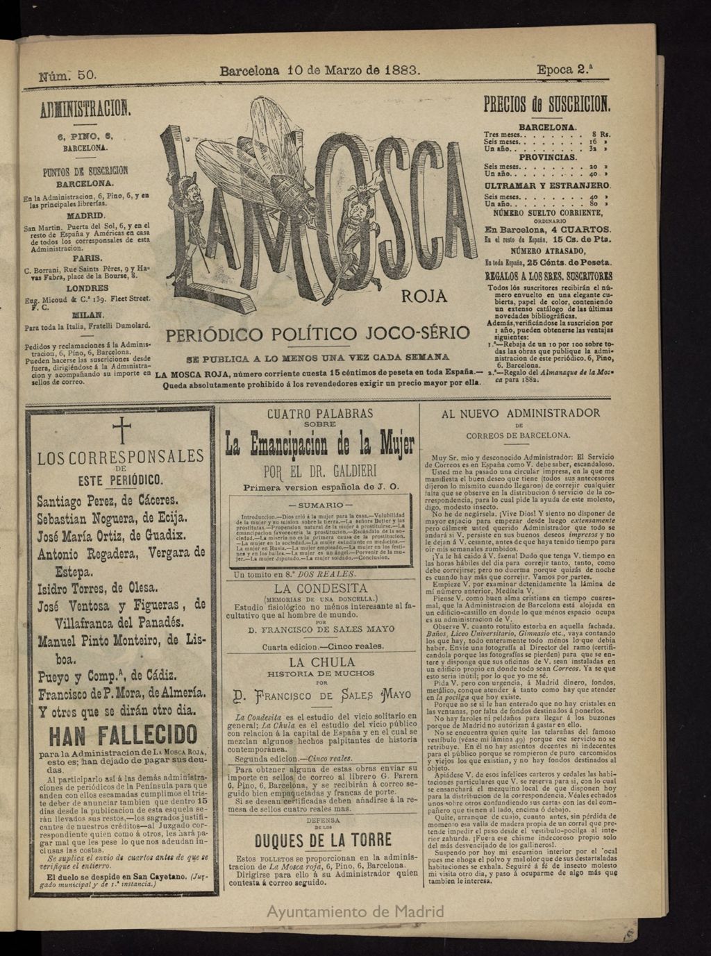 Miniatura de La Mosca Roja del 10 de marzo de 1883, nº 50