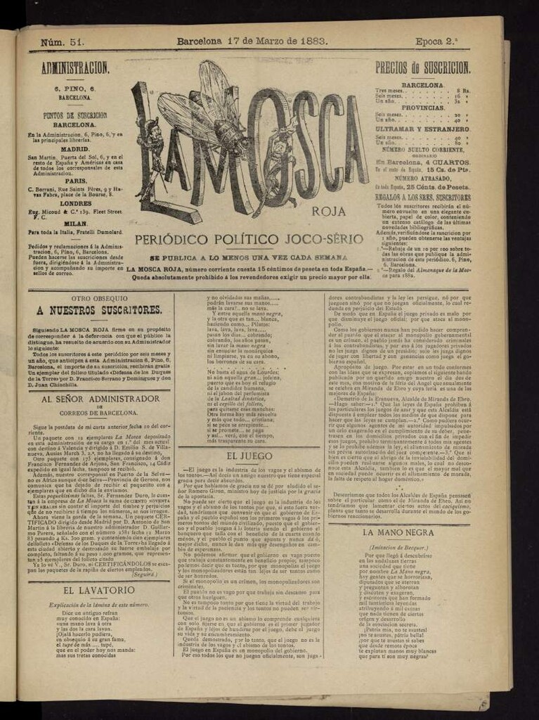 Miniatura de La Mosca Roja del 17 de marzo de 1883, nº 51