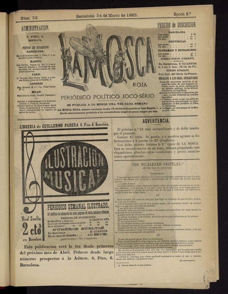 Miniatura de La Mosca Roja del 24 de marzo de 1883, nº 52