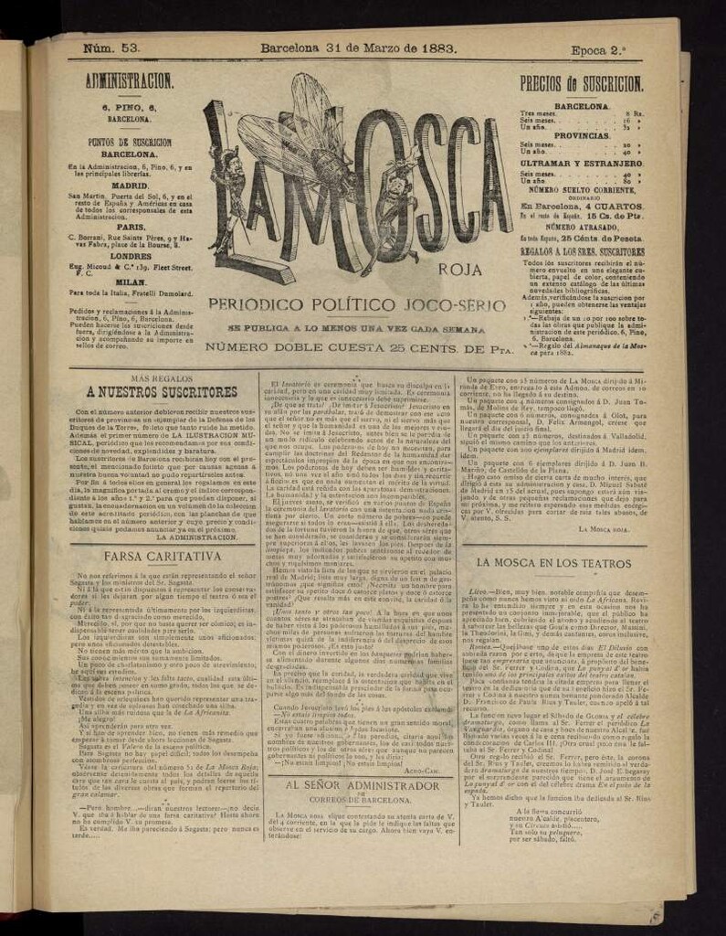 Miniatura de La Mosca Roja del 31 de marzo de 1883, nº 53