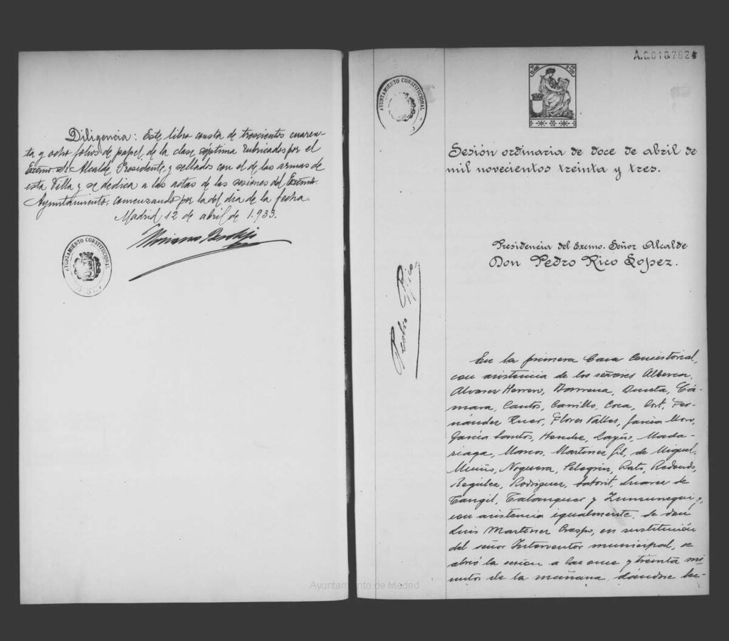 Miniatura de Actas de acuerdos del Ayuntamiento. Tomo 701 del año 1933 (12 abril a 12 mayo)