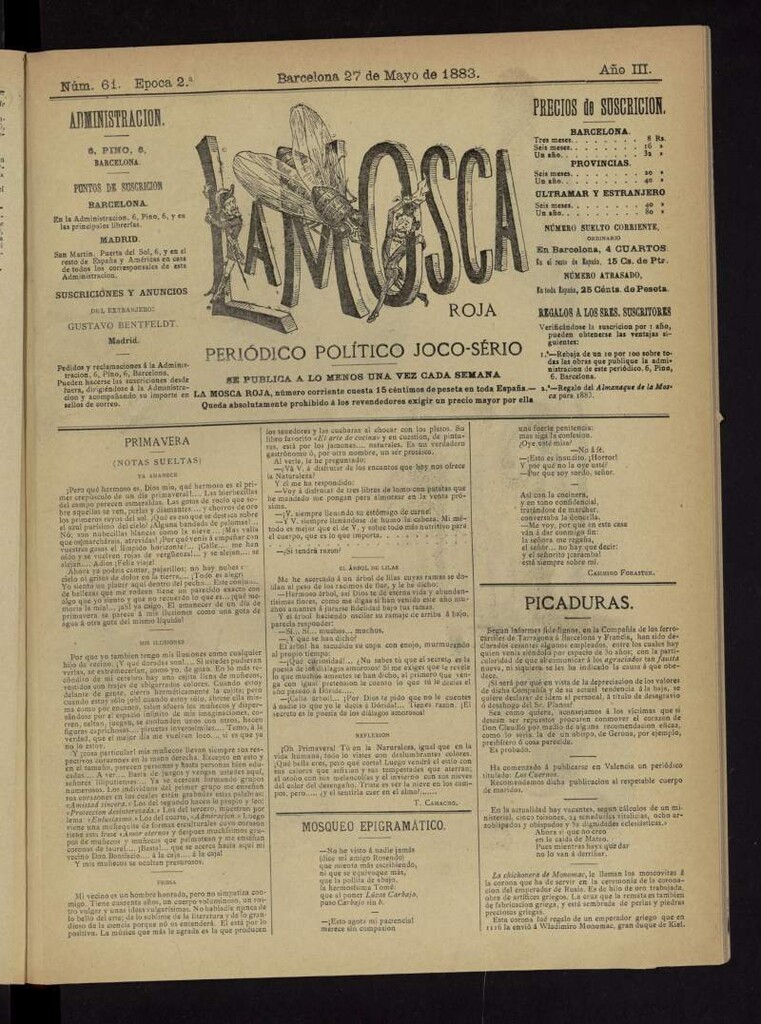 Miniatura de La Mosca Roja del 27 de mayo de 1883, nº 61