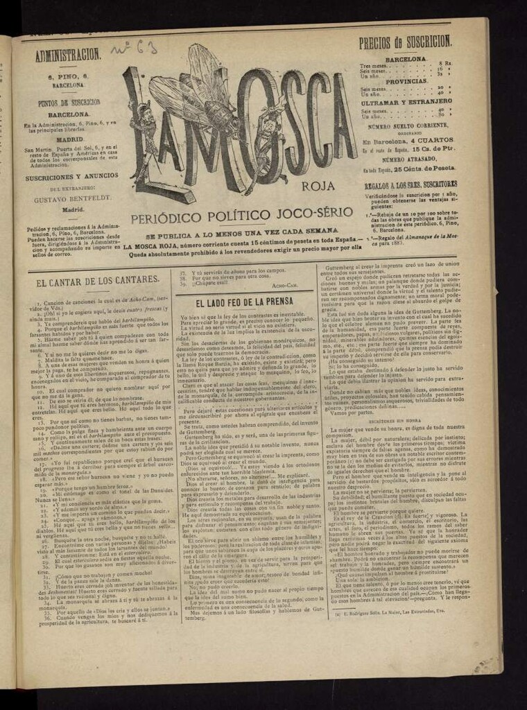 Miniatura de La Mosca Roja del 10 de junio de 1883, nº 63