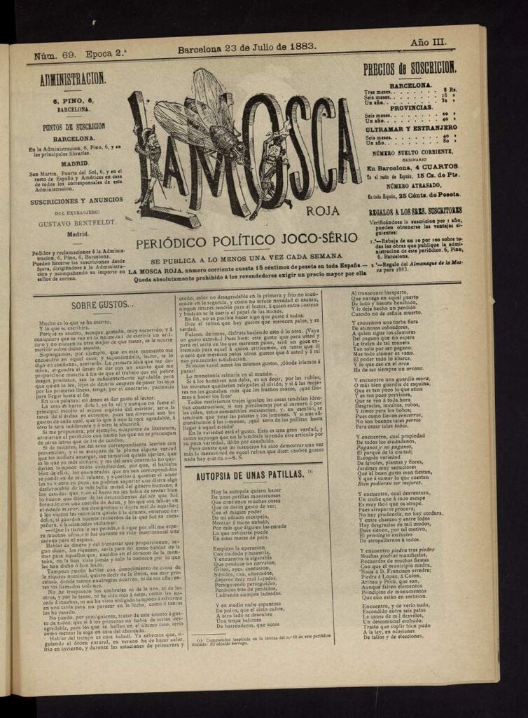 Miniatura de La Mosca Roja del 23 de julio de 1883, nº 69