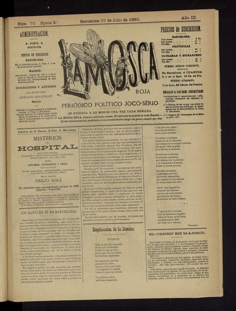 Miniatura de La Mosca Roja del 29 de julio de 1883, nº 70