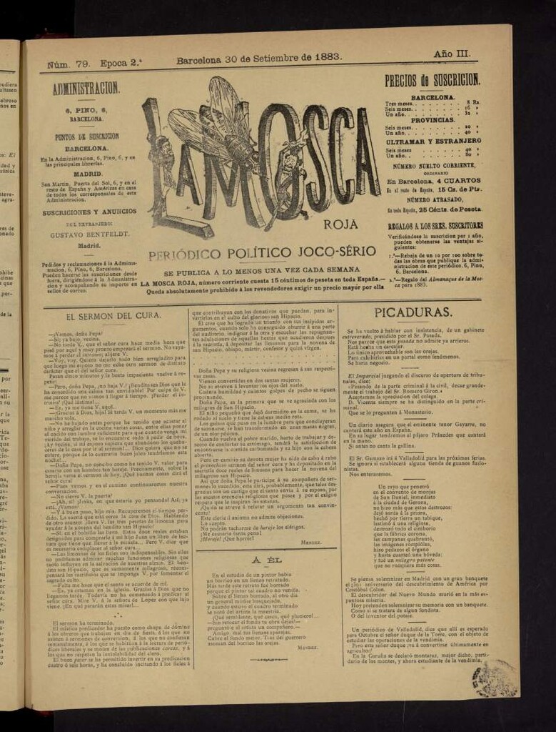 Miniatura de La Mosca Roja del 30 de septiembre de 1883, nº 79