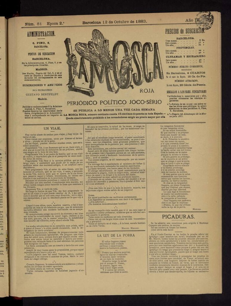 Miniatura de La Mosca Roja del 12 de octubre de 1883, nº 81