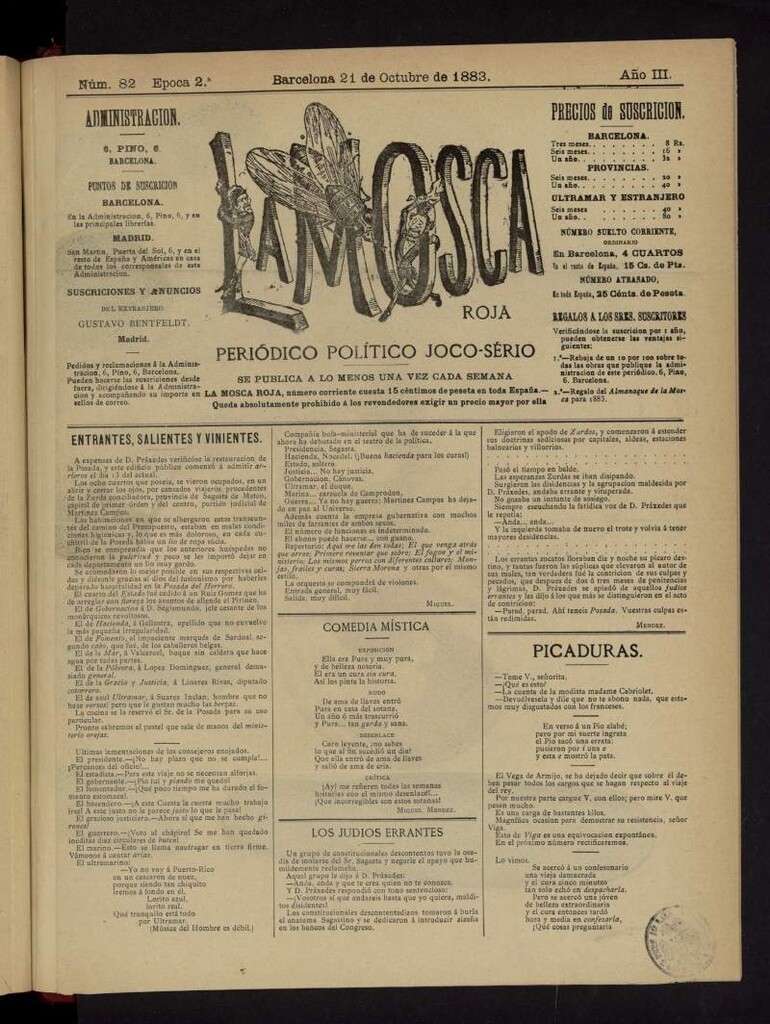 Miniatura de La Mosca Roja del 21 de octubre de 1883, nº 82