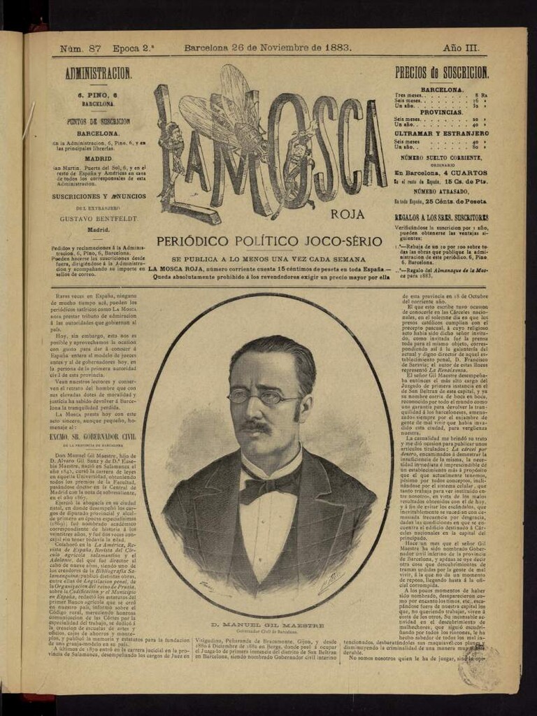 Miniatura de La Mosca Roja del 26 de noviembre de 1883, nº 87